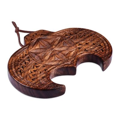 Alternate image for Traditional Hand-Carved Walnut Wood Daghdghan Wall Decor Ancestral  Amulet