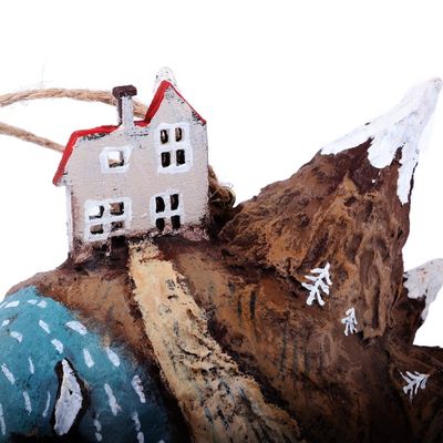 Alternate image for Whimsical Hand-Painted Papier Mache Ornament from Armenia The Landscape