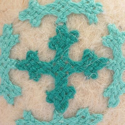 Alternate image for Handcrafted Embroidered Wool Egg Ornament in Ivory and Green Yerevans Fruit