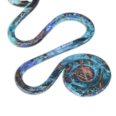 Alternate image for Spiral-Themed Copper Dangle Earrings with Oxidized Finish Whirlwind Splendor