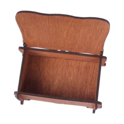 Alternate image for Handmade Wood Jewelry Box Topped by Lovely Embroidered Motif Blue Butterflies