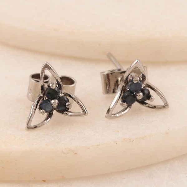 Alternate image for Genuine Sapphire Flower Earrings Cool Petals