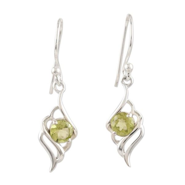 Alternate image for Peridot and Sterling Silver Dangle Earrings Leafy Green