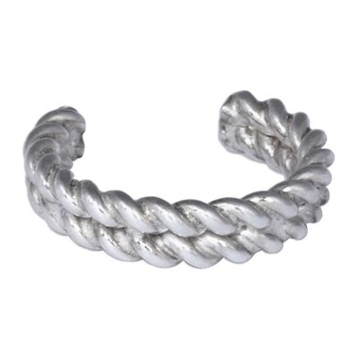 Alternate image for Double Rope-Shaped Sterling Silver Ear Cuff from Armenia Double Blessings