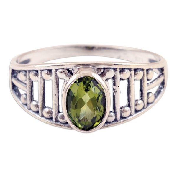 Alternate image for Sterling Silver Single Stone Ring with 1-Carat Peridot Gem Prosperous Dazzle