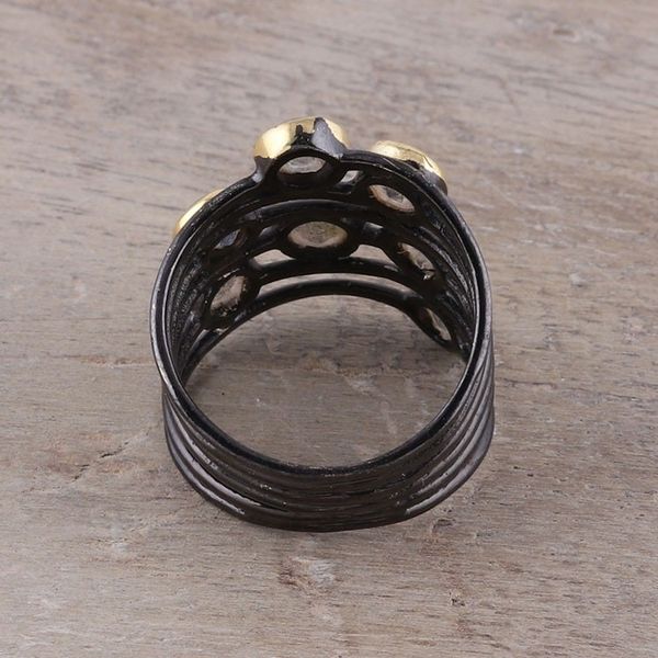 Alternate image for Gold Accent Labradorite Multi-Stone Cocktail Ring from India Dewy Morn