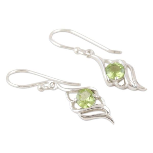 Alternate image for Peridot and Sterling Silver Dangle Earrings Leafy Green