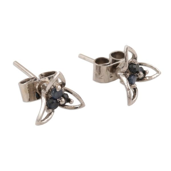 Alternate image for Genuine Sapphire Flower Earrings Cool Petals