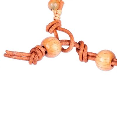 Alternate image for Handmade Agate and Howlite Beaded Bracelet with Leather Cord Summery Flair