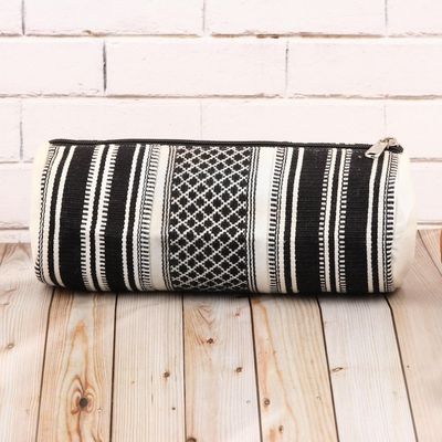 Alternate image for Black and White Hand Woven Cotton Cosmetic Case from India Scintillating Desire