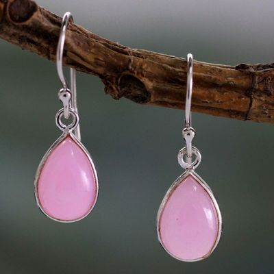 Alternate image for Sterling Teardrop Earrings with Pink Quartz Rose Fashion