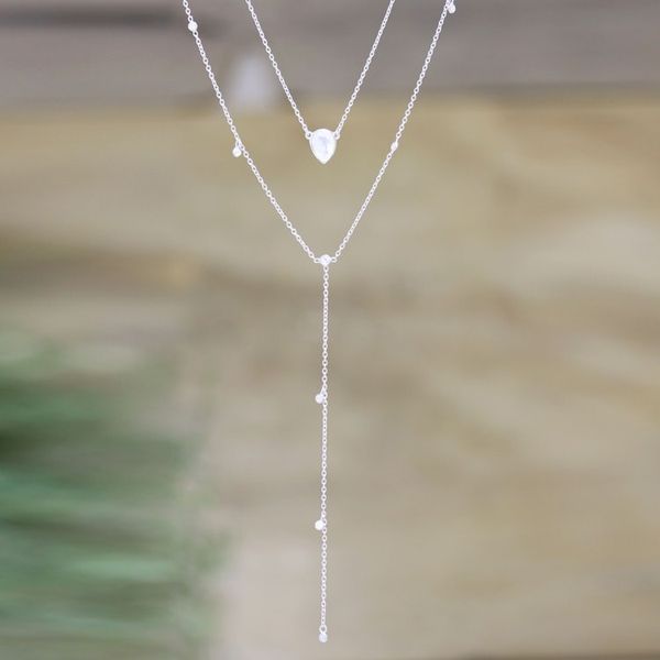 Alternate image for Rainbow Moonstone and Cubic Zirconia Y-Necklace Above the Clouds