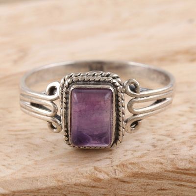Alternate image for Amethyst and Sterling Silver Single Stone Ring Last Hour