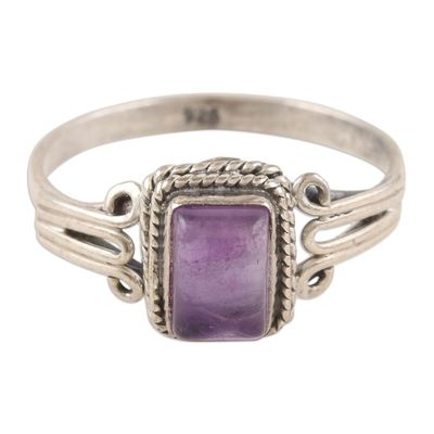 Alternate image for Amethyst and Sterling Silver Single Stone Ring Last Hour