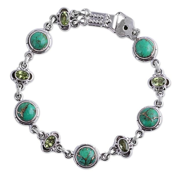 Alternate image for Peridot and Green Composite Turquoise Link Bracelet Glistening Green