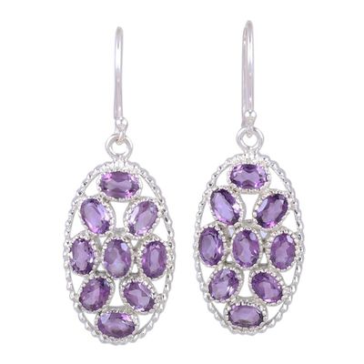 Alternate image for Handcrafted Amethyst and Sterling Silver Dangle Earrings Palatial Crest in Violet