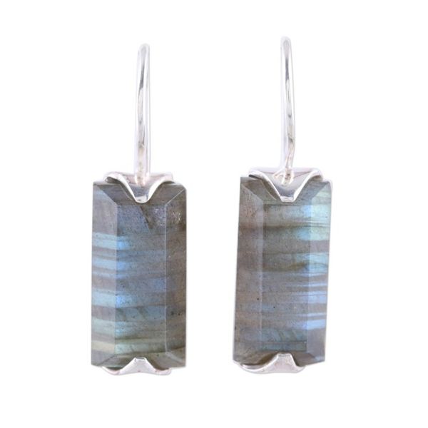 Alternate image for 12-Carat Labradorite Drop Earrings from India Beautiful Aurora