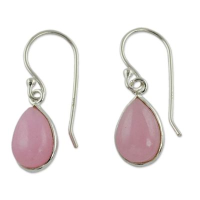 Alternate image for Sterling Teardrop Earrings with Pink Quartz Rose Fashion