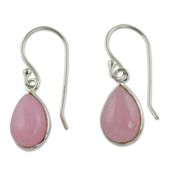 Alternate image for Sterling Teardrop Earrings with Pink Quartz Rose Fashion