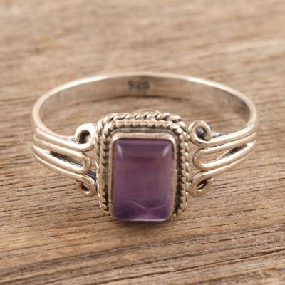 Alternate image for Amethyst and Sterling Silver Single Stone Ring Last Hour