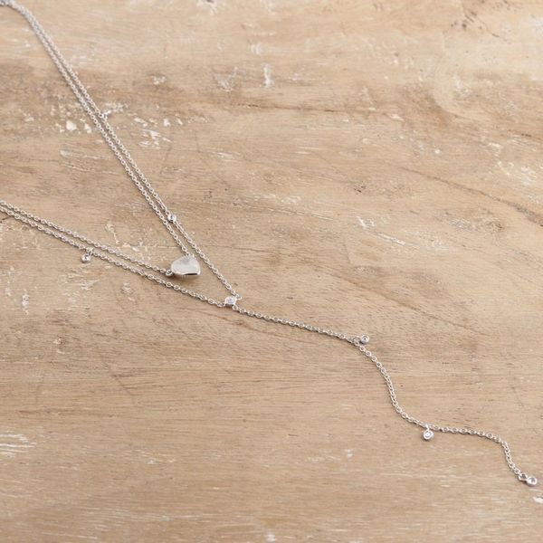 Alternate image for Rainbow Moonstone and Cubic Zirconia Y-Necklace Above the Clouds