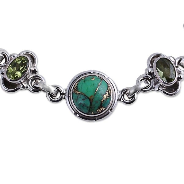 Alternate image for Peridot and Green Composite Turquoise Link Bracelet Glistening Green