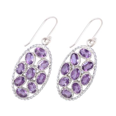 Alternate image for Handcrafted Amethyst and Sterling Silver Dangle Earrings Palatial Crest in Violet