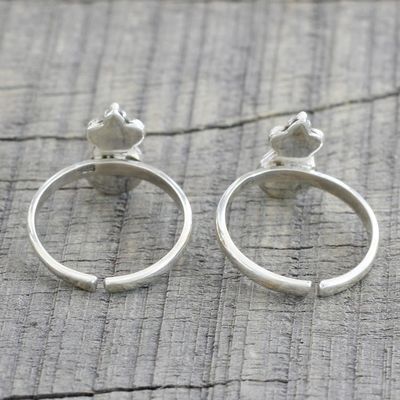 Alternate image for Pair of Teardrop Garnet and 925 Silver Toe Rings from India Scarlet Drops