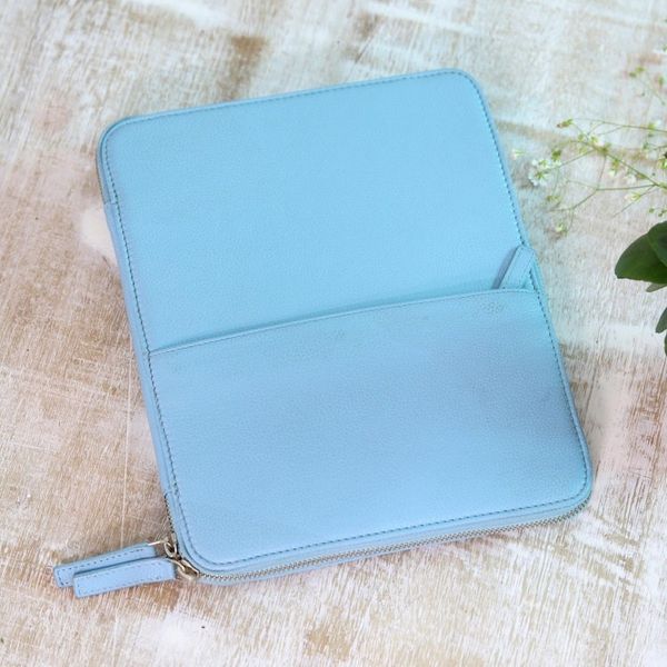 Alternate image for Grey Leather Travel Office Folio Ultimate Travel Folio in Blue