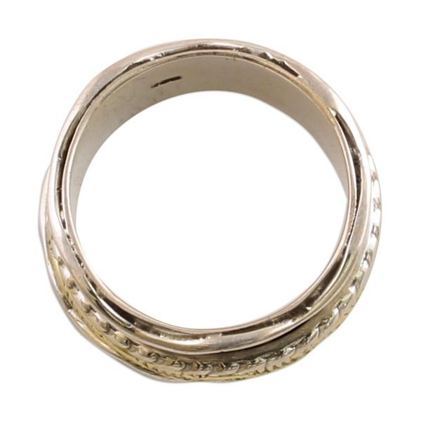 Alternate image for Handcrafted Sterling Silver and Brass Indian Spinner Ring Spinning Grace