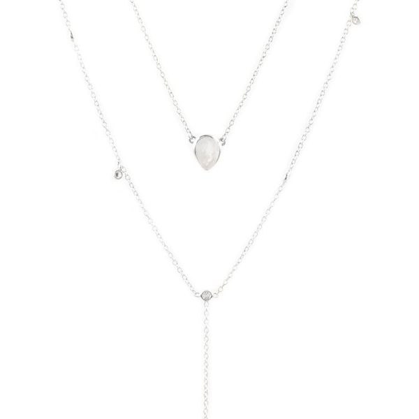 Alternate image for Rainbow Moonstone and Cubic Zirconia Y-Necklace Above the Clouds