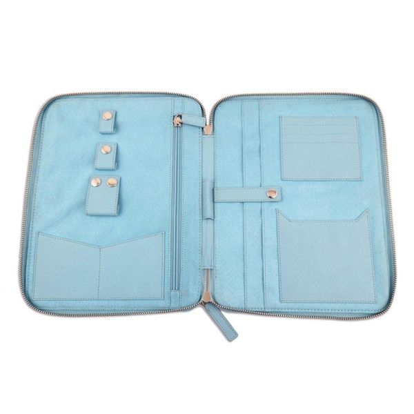 Alternate image for Grey Leather Travel Office Folio Ultimate Travel Folio in Blue
