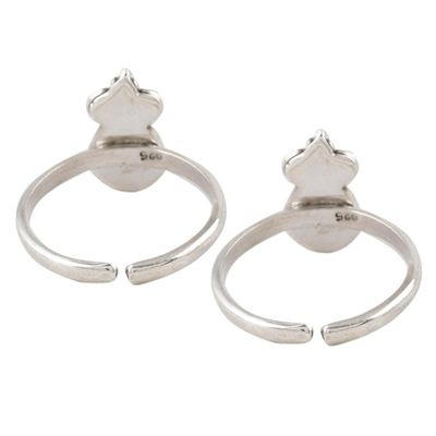 Alternate image for Pair of Teardrop Garnet and 925 Silver Toe Rings from India Scarlet Drops