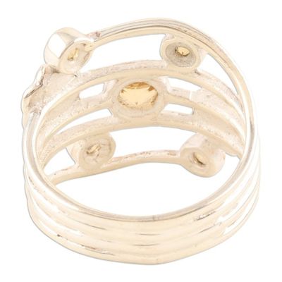 Alternate image for Floral Sterling Silver Cocktail Ring with Citrine Gemstones Victory Blossom