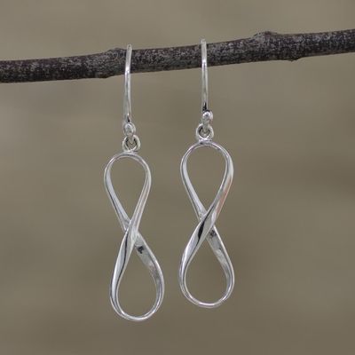 Alternate image for Infinity Symbol Sterling Silver Dangle Earrings form India Paths of Time