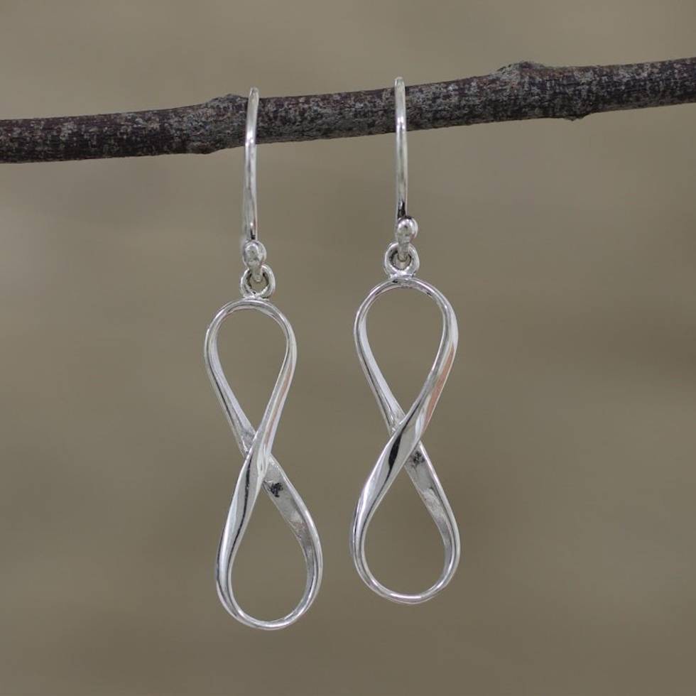 Infinity Symbol Sterling Silver Dangle Earrings form India 'Paths of Time'