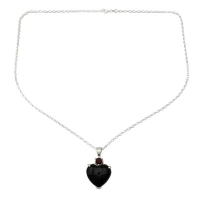 Alternate image for Onyx and garnet heart necklace Goth Love
