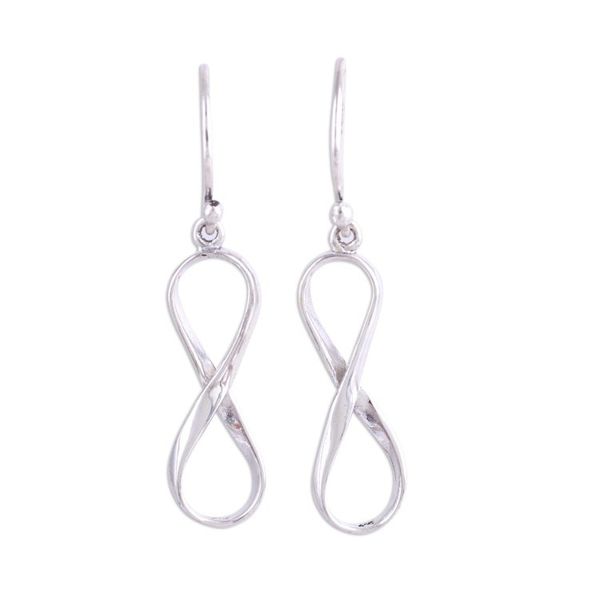 Alternate image for Infinity Symbol Sterling Silver Dangle Earrings form India Paths of Time