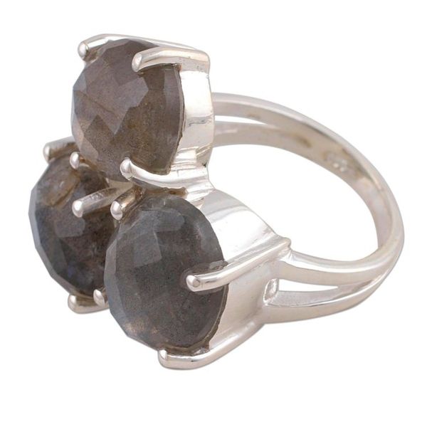 Alternate image for Labradorite and Sterling Silver Multi Stone Ring from India Bold Trio