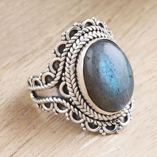 Alternate image for Handmade Labradorite Cocktail Ring Unknown Mystery