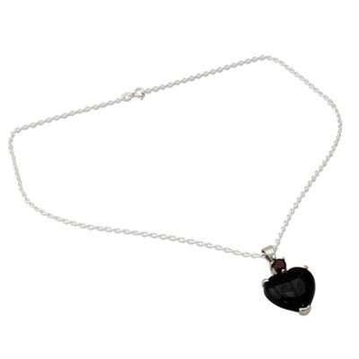 Alternate image for Onyx and garnet heart necklace Goth Love