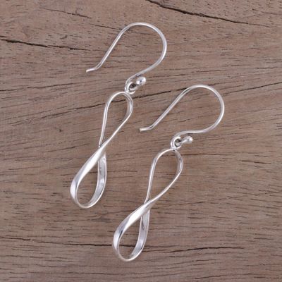 Alternate image for Infinity Symbol Sterling Silver Dangle Earrings form India Paths of Time