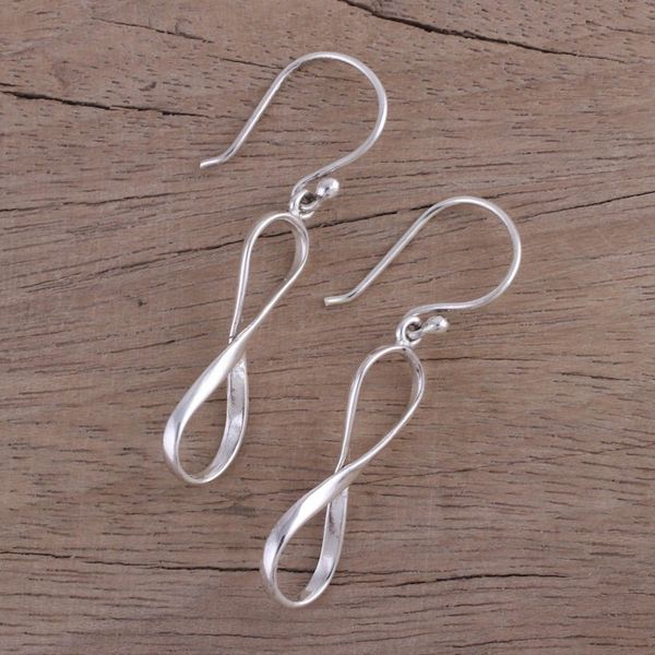 Alternate image for Infinity Symbol Sterling Silver Dangle Earrings form India Paths of Time