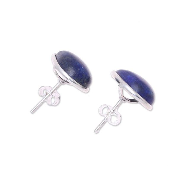Alternate image for Teardrop Lapis Lazuli Button Earrings from India Mystic Tears
