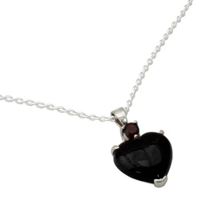 Alternate image for Onyx and garnet heart necklace Goth Love