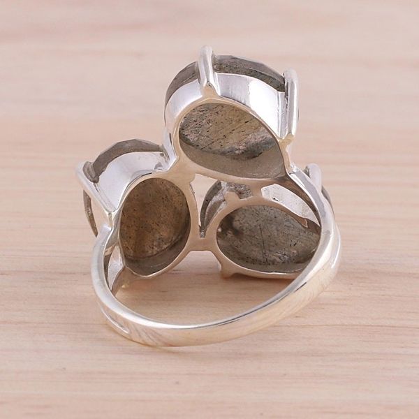 Alternate image for Labradorite and Sterling Silver Multi Stone Ring from India Bold Trio