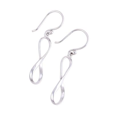 Alternate image for Infinity Symbol Sterling Silver Dangle Earrings form India Paths of Time
