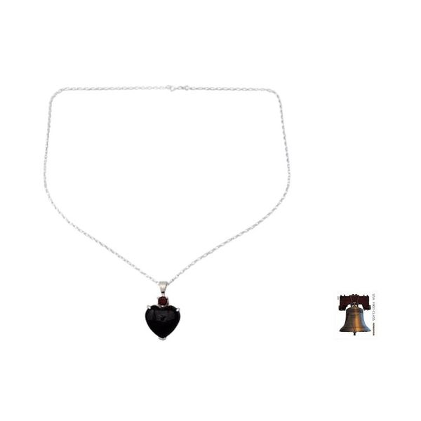 Alternate image for Onyx and garnet heart necklace Goth Love