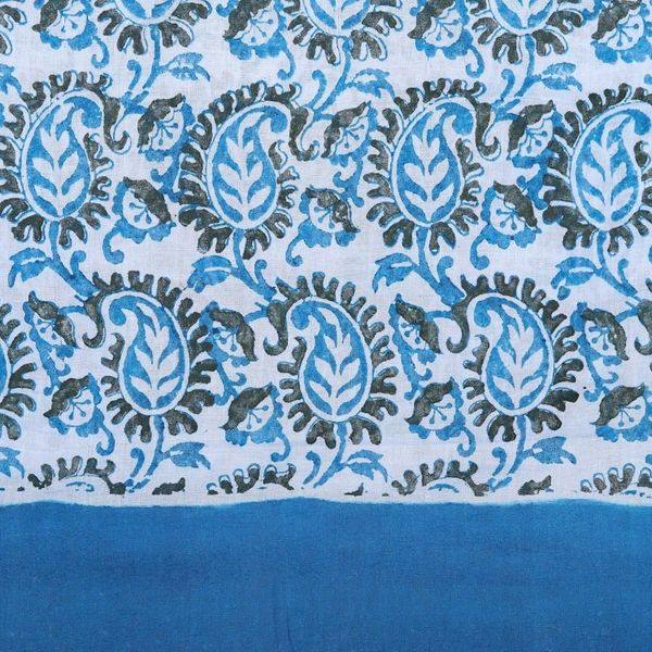 Alternate image for Block-Printed Cotton Scarf with Azure Paisley Pattern Paisley Heaven