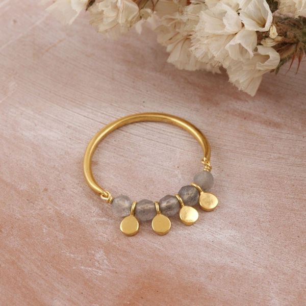 Alternate image for 18k Gold-plated and Labradorite Cocktail Ring from India Charming Delight